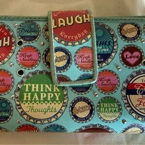 Fossil Teal Graphic Print Clutch